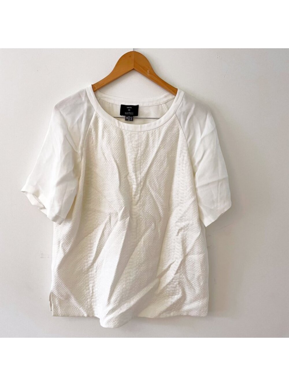 Vince x Barney's White Snakeskin Pattern Top, Size Medium